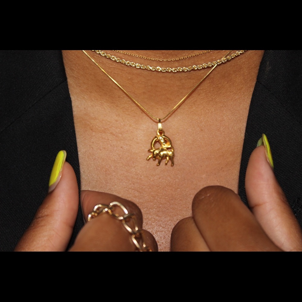 Gold plated Taurus season zodiac necklace